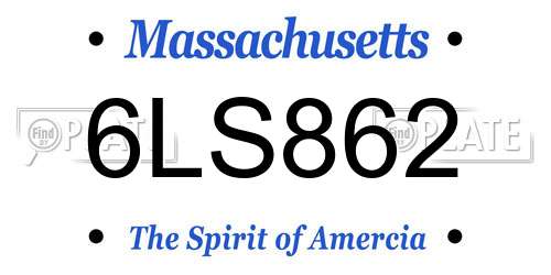 6LS862 Massachusetts License Plate