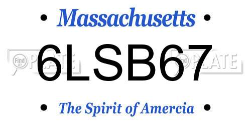 6LSB67 Massachusetts License Plate