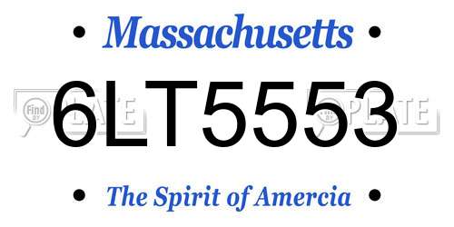 6LT5553 Massachusetts License Plate
