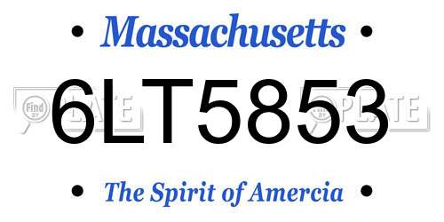 6LT5853 Massachusetts License Plate
