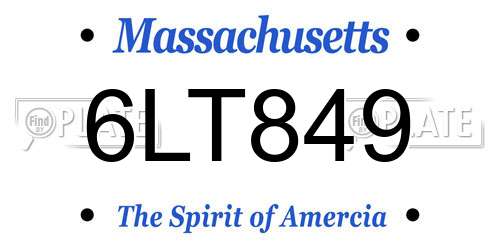 6LT849 Massachusetts License Plate