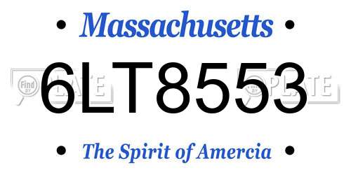 6LT8553 Massachusetts License Plate