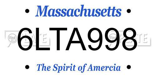 6LTA998 Massachusetts License Plate