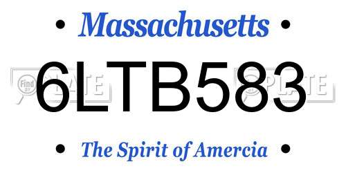 6LTB583 Massachusetts License Plate