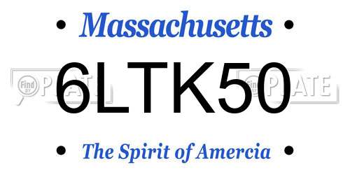6LTK50 Massachusetts License Plate