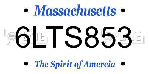6LTS853 Massachusetts License Plate