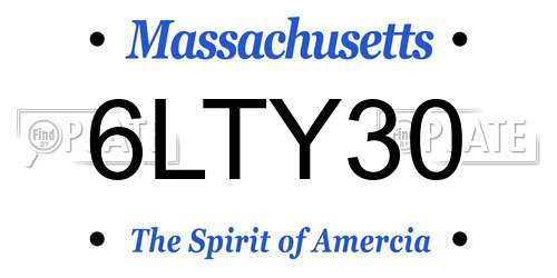 6LTY30 Massachusetts License Plate