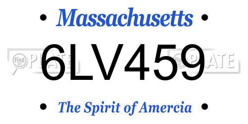 6LV459 Massachusetts License Plate