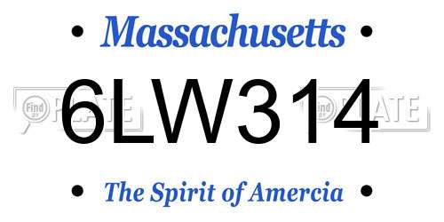 6LW314 Massachusetts License Plate