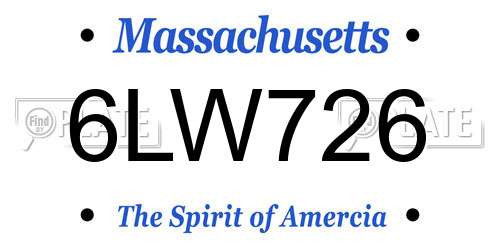 6LW726 Massachusetts License Plate