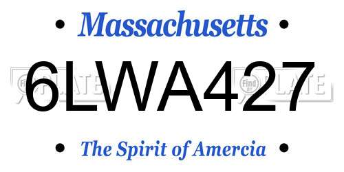 6LWA427 Massachusetts License Plate