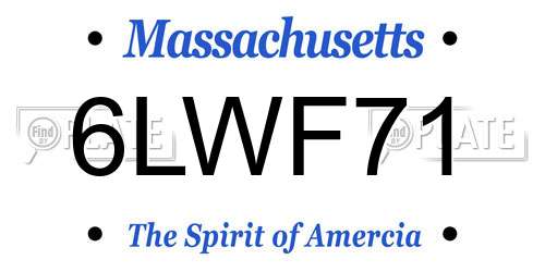 6LWF71 Massachusetts License Plate