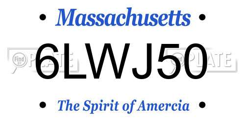 6LWJ50 Massachusetts License Plate