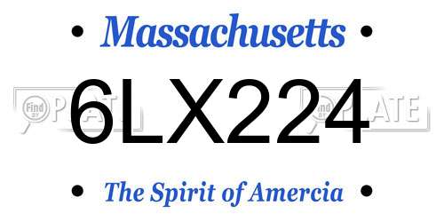 6LX224 Massachusetts License Plate
