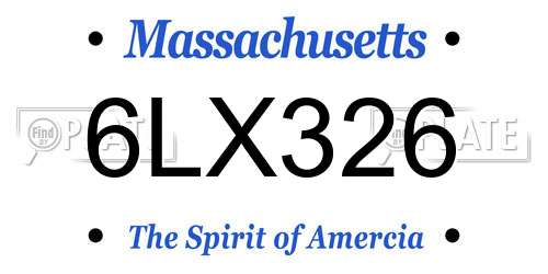 6LX326 Massachusetts License Plate