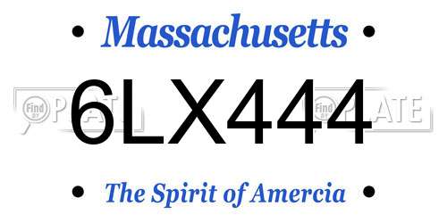 6LX444 Massachusetts License Plate