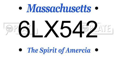6LX542 Massachusetts License Plate