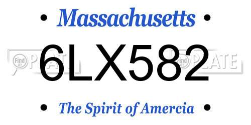 6LX582 Massachusetts License Plate