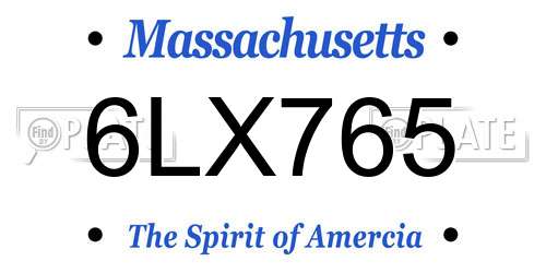 6LX765 Massachusetts License Plate