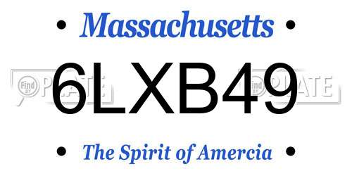 6LXB49 Massachusetts License Plate