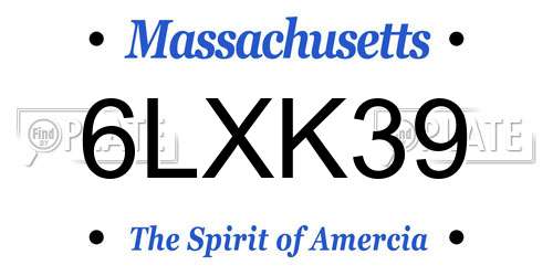 6LXK39 Massachusetts License Plate