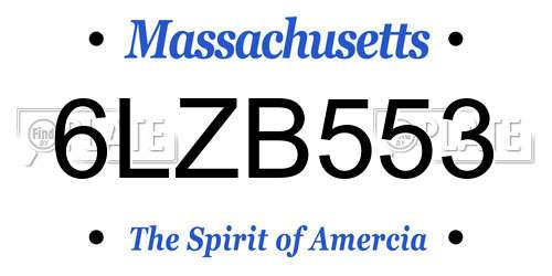 6LZB553 Massachusetts License Plate