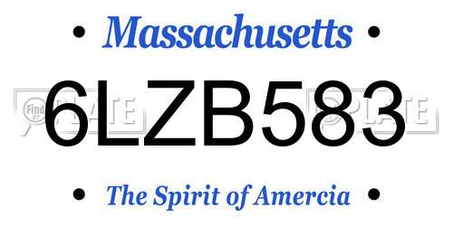 6LZB583 Massachusetts License Plate