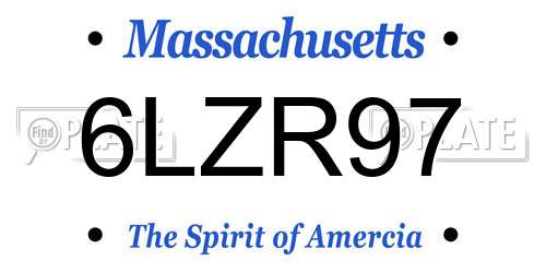 6LZR97 Massachusetts License Plate