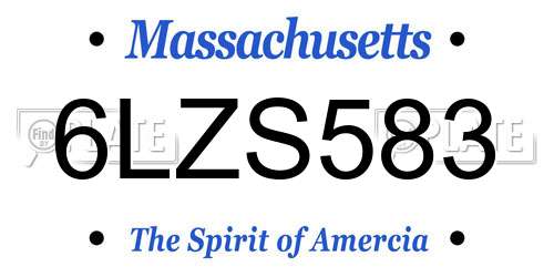 6LZS583 Massachusetts License Plate