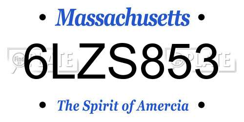 6LZS853 Massachusetts License Plate