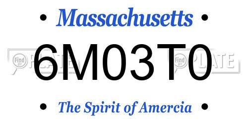 6M03T0 Massachusetts License Plate