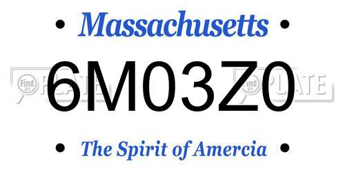 6M03Z0 Massachusetts License Plate