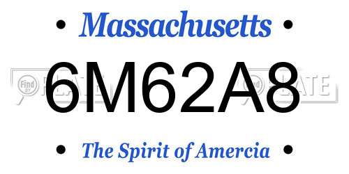 6M62A8 Massachusetts License Plate