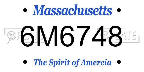 6M6748 Massachusetts License Plate
