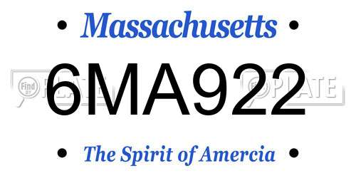 6MA922 Massachusetts License Plate
