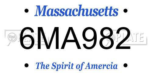 6MA982 Massachusetts License Plate