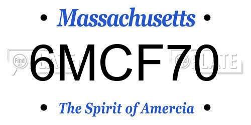 6MCF70 Massachusetts License Plate