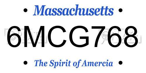 6MCG768 Massachusetts License Plate