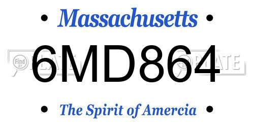 6MD864 Massachusetts License Plate