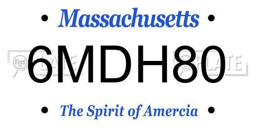 6MDH80 Massachusetts License Plate