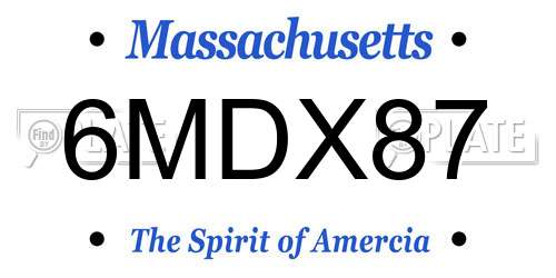 6MDX87 Massachusetts License Plate