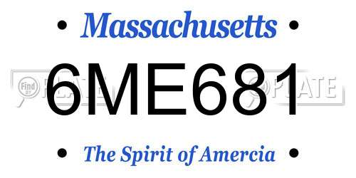 6ME681 Massachusetts License Plate