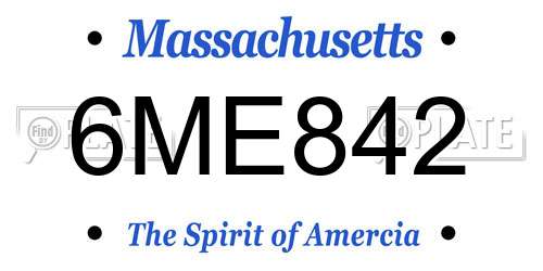 6ME842 Massachusetts License Plate