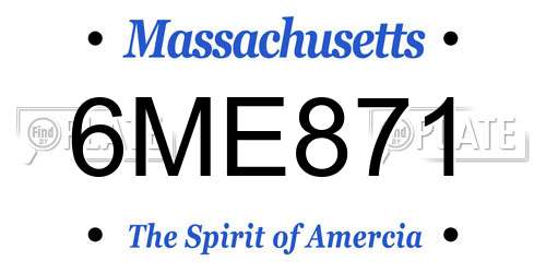 6ME871 Massachusetts License Plate