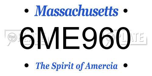 6ME960 Massachusetts License Plate