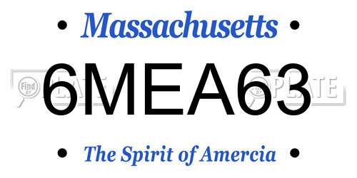 6MEA63 Massachusetts License Plate