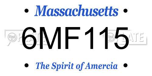 6MF115 Massachusetts License Plate