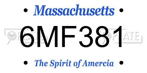 6MF381 Massachusetts License Plate