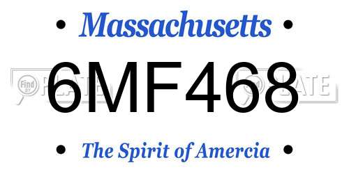 6MF468 Massachusetts License Plate