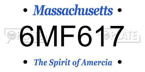 6MF617 Massachusetts License Plate